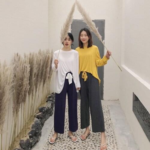 Contrasting Color Female Modal Sleeping Clothes Two-piece Autumn