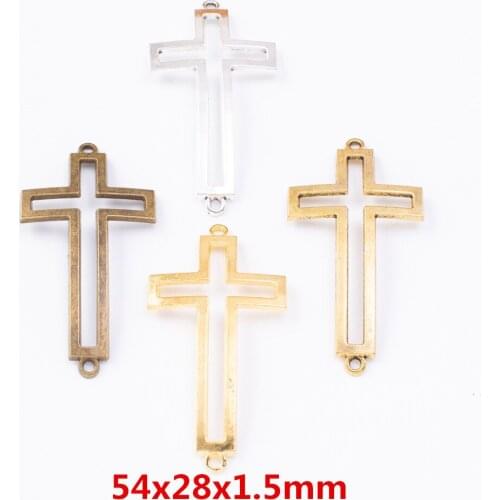 10pcs Charms Hollow cross connector Pendant Gold color Zinc Alloy Fit Bracelet Necklace DIY Metal Jewelry Findings 7743