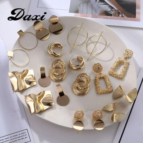 DAXI Trendy Gold Stud Earrings For Women Statement Studs Ear Rings Bohemian Dangle Geometric Fashion Korean 2020 Earings