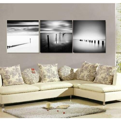 3 Pieces Black White Clouds Landscape Sea Canvas Paintings Printings Wall Paintings Pictures for Living Room Home Decor