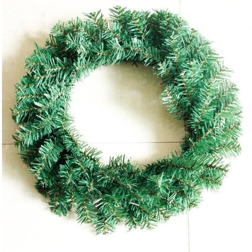 40cm Green PVC Ordinary Christmas Wreath Enfeites De Natal Adornos Navidad Craft Supplies Hanging Ornaments Tree Decoration