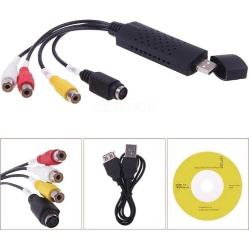 50Pcs/Lot Black Professional USB 2.0 VHS to DVD Converter Video Audio Capture Card Adapter (Size: One Size)