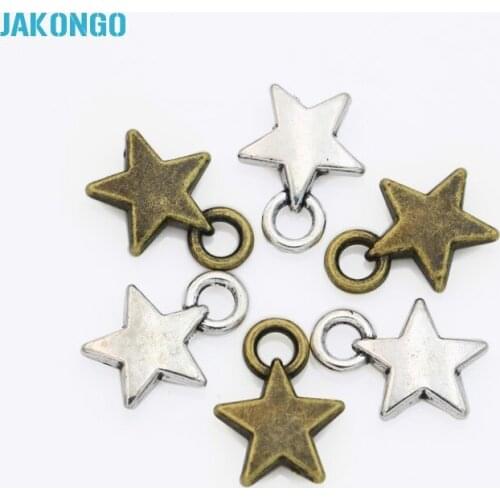 50pcs Silver Plated Star Charms Pendants for Jewelry Making Bracelet Findings DIY Handmade Craft 12x9mm