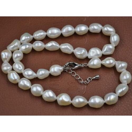 9x10mm white pink purple baroque pearl necklace natural Freshwater PEARL Women Jewelry 43cm 17'' + extend chain clasp