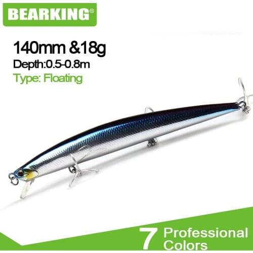 Bearking 1PCS slim-m58 Minnow Fishing Lure Laser Hard Artificial Bait 3D Eyes 14cm 18g Fishing Wobblers Crankbait Minnows