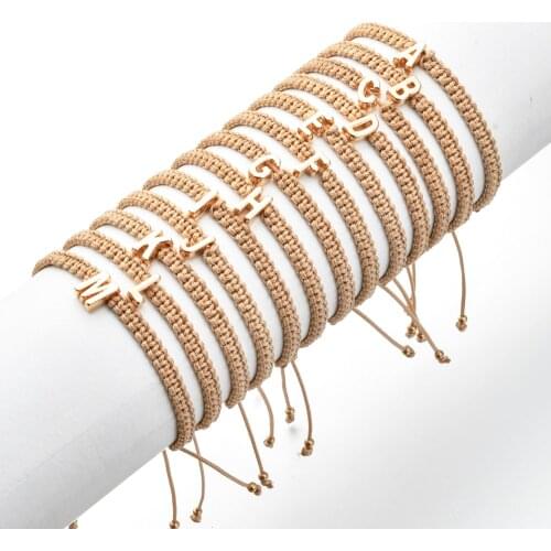 ZMZY 26 Alphabet Letter Bracelet Gold Color Bracelets for Women Girls DIY Name Custom Bracelet Friendship Love Boyfriend Gift