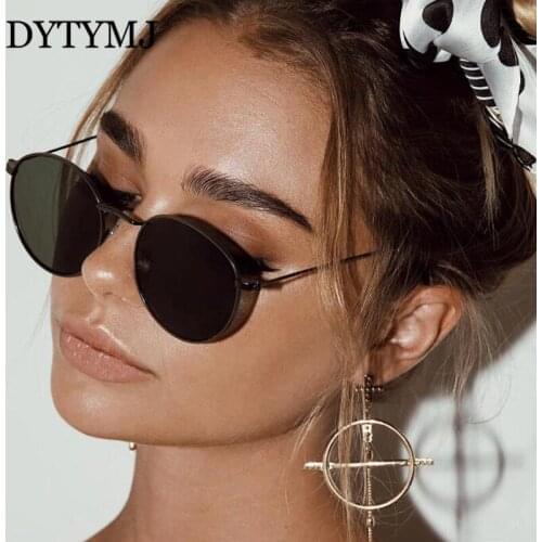 DYTYMJ Round Sunglasses Women Alloy Small Frame Sunglasses for Women Classic Retro Sun Glasses for Men Vintage Oculos De Sol