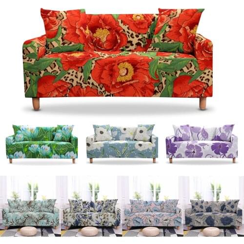 Elastic Sofa Cover Strech Flower And Leaves Couch Cover For Living Room Modern Armchair Anti-dust Couch Cover 1/2/3/4-seater