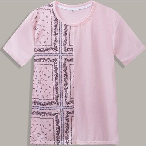 European size 2021 spring and summer new mens short-sleeved T-shirt round neck cotton print 391
