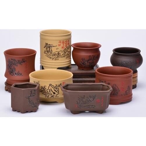 Purple Sand Coarse Ceramic Flowerpots Succulent Calamus Potted Asparagus Small Creative Old Pile Yixing Flower pot
