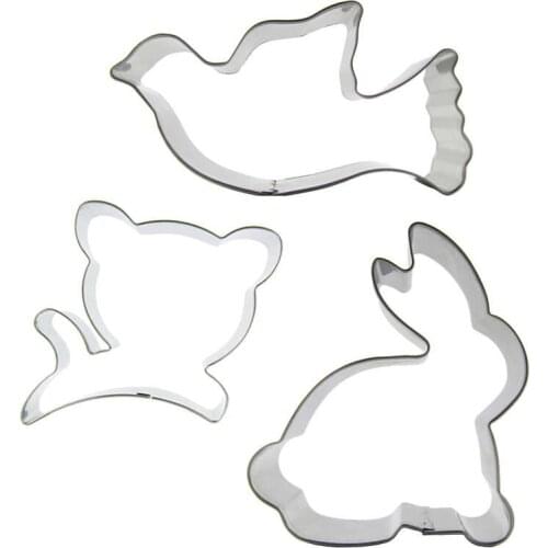 Cat, Homing Pigeon, White Rabbit shaped 3 piece biscuit cutting molds, baking tools, cake decorating soft candy tools