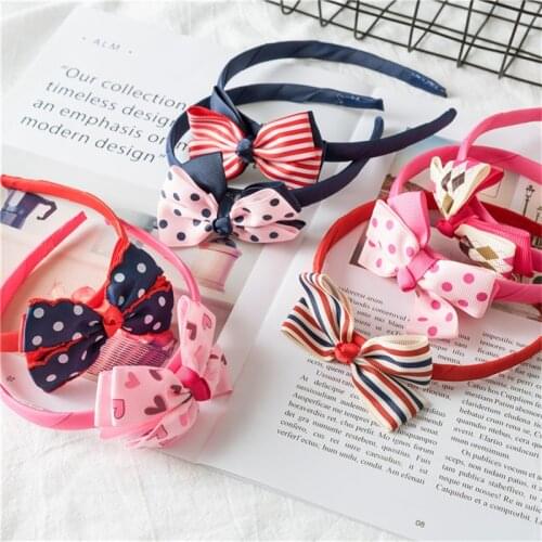 Fashion Children Plastic Headband Cute Big Bows Flower Spot Hairband Girls Lovely Hair Band Headwear Kids Gifts Hair Accessories