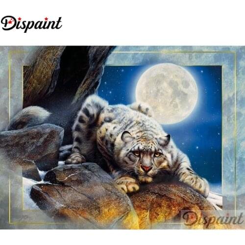 Dispaint Full Square/Round Drill 5D DIY Diamond Painting "Animal tiger moon" 3D Embroidery Cross Stitch Home Decor Gift A17120