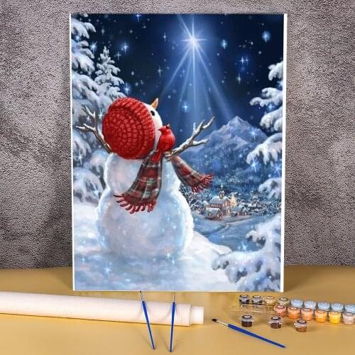 Christmas Snowman Coloring By Numbers Painting Kit Oil Paints 50*70 Painting On Canvas Loft Wall Picture Children Drawing
