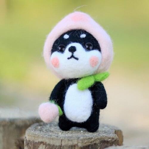 Dog Needle Felting Kit Gift Box 8.5cm Height Beginner Wool Felt Craft Kits Creativity Kit Needlework Felt English Manual (Dog C)