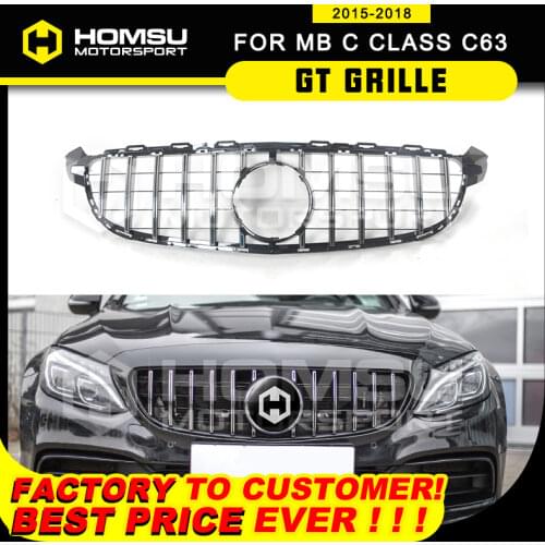 New arrival GT Style grill for C63 amg C63s car styling GT racing grille for W205 C63 coupe front bumper grille 2014-2018