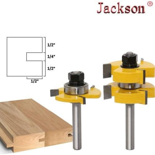 New 2pcs Tongue and Groove Router Bit - 8mm/5/16'' Shank, 46mm Dia, Hard Alloy