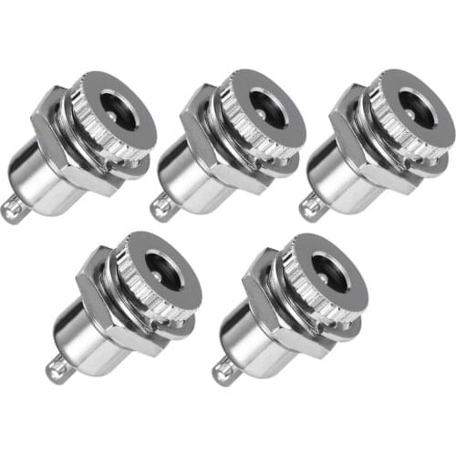 New 5-Pack DC-099 5.5 mm x 2.1mm 30V 10A DC Power Jack Socket,Threaded Female Panel Mount Connector Adapter