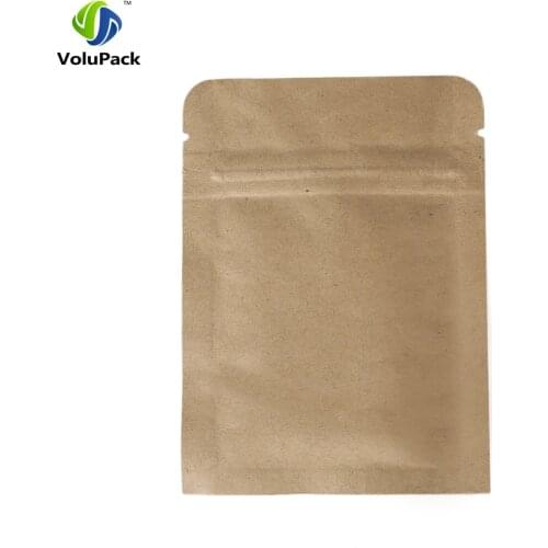 Wholesale Various Sizes Ziplock Storage Bags High Quality Kraft Paper Flat Pouch With Tear Notch 100pcs/Lot In Best Price