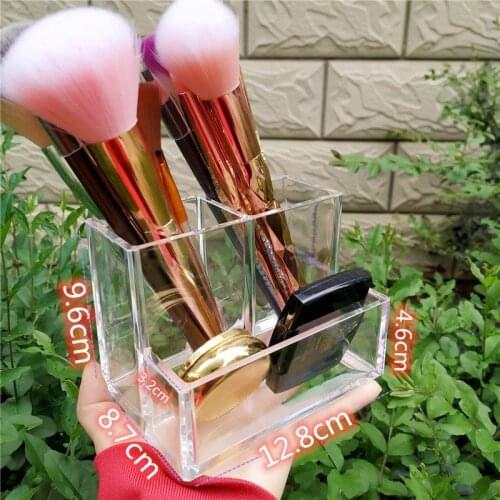 Makeup Brush Organizer Stand 7 Grids Cosmetic Storage Box Lipstick Transparent Stationery Pen Holder Container High Capacity