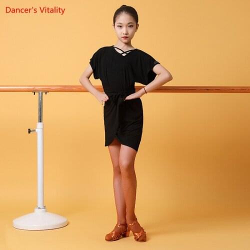 Latin Dance Dress Modal Long Skirt V-neck Short Sleeve Practice Clothes Girls Child Elegant Performance Training Clothing