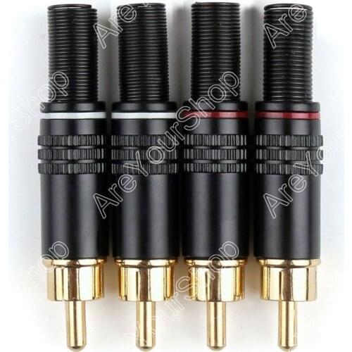 Sale 4 Pcs Copper RCA Plug Audio Male Connector W Metal Spring Adapter High Quality minijack plug Wire Connector