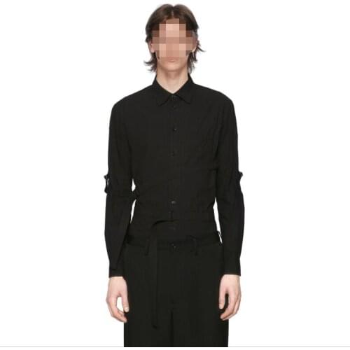 S-7XL!!2020 pure cotton lacing shirt Casual mens strap shirt gentleman style