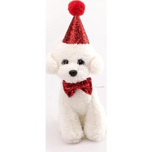 Dog Cat Caps Pet Santa Hat Birthday Scarf and Collar Bow Tie Christmas Costume for Puppy Kitten Small Cats Dogs Pets Accessories