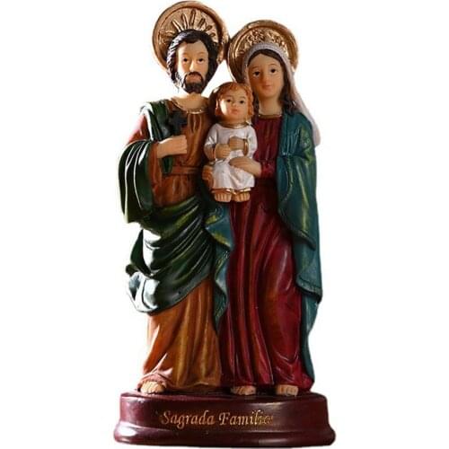 Holy Family Figurine Christian Jesus Statue Religious Resin Craft Desktop Ornaments Living Room Home Decoration