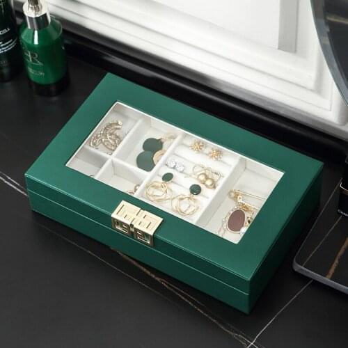 Jewelry Box Transparent Flip Flannel Inner Partition Earrings Ring Lipstick Display Portable Organize Storage Box