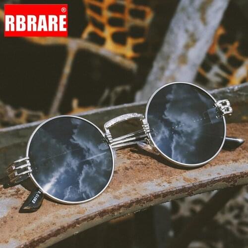 RBRARE New Steampunk Sunglasses Men Retro Round Frame Ladies Sunglasses Travel Street Shooting Glasses Punk Shades for Women