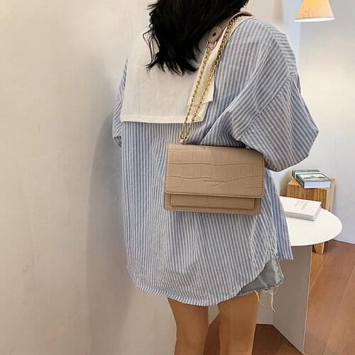 Popular Chain Mini Bag Handbag European Style Crocodile Efffect Chain Crossbody Bags For Women Trending Tote and Messenger Bag