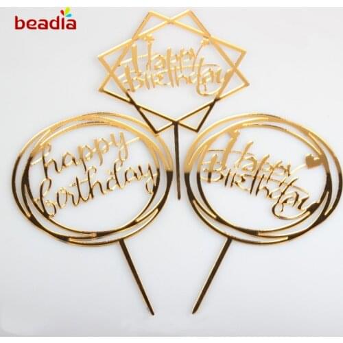 High Quality Multi-color Cake Insert Flag Happy Birthday Baking Decoration Party Supply Acrylic Cake Decorating Accessories