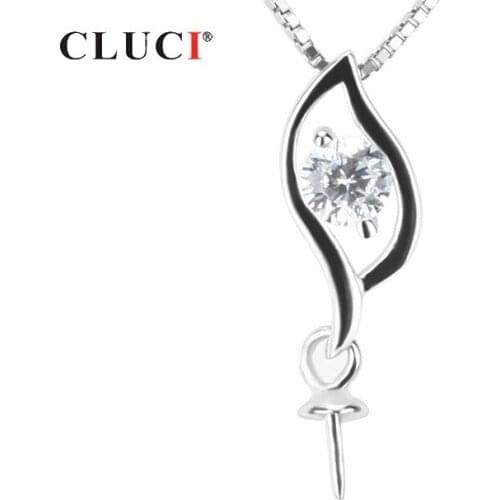 CLUCI 925 Sterling Silver Pendant Jewelry for Women Necklace Silver 925 Pearl Pendant Mounting Zircon Flower Pendant SP004SB