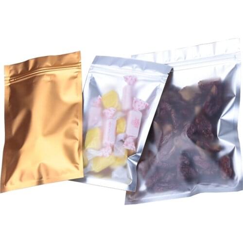 YTP033-4 16x24cm Flat Bottom Clear Front Gold Back Ziplock Bag Resealable Plastic Zipper Bag Sugar Tea Nuts Home Supplies