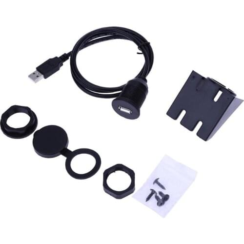 1m Waterproof USB 2.0 Male to Female Flush Mount Car Extension Cable Cord Wire Truck Boat Motorcycle Dashboard Dash Board Panel