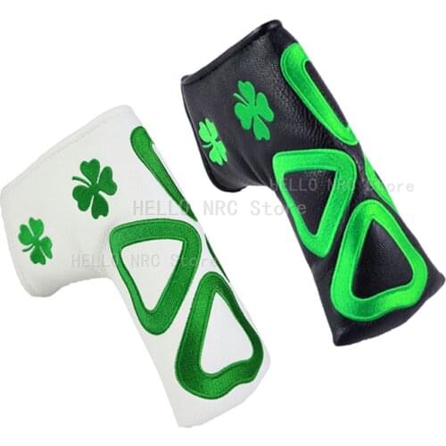 1Pcs Golf Blade Putter Cover Big Four Leaf Clover Embroidery PU Leather Velcro Closure