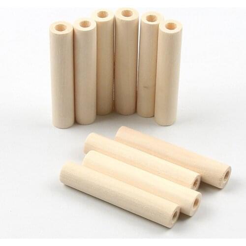 10PCS Logs Hollow Tubular Wooden Beads DIY Wood Color Handmade Jewelry Creative Earrings Accessories 50x10mm