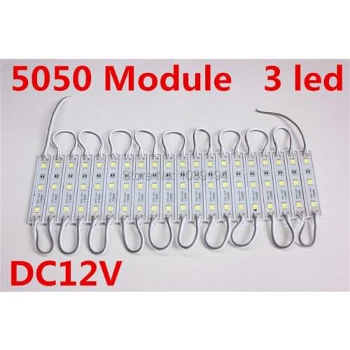 100pcs/lot 5050 white 3 LED Modules Waterproof DC12V,LED channel letter High Brightness free mail
