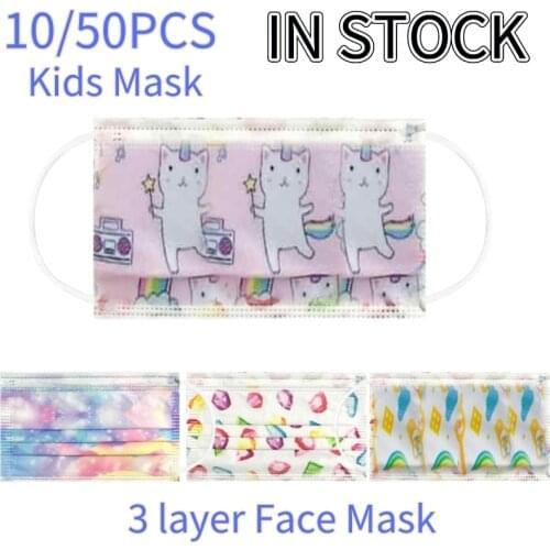 50pcs Kids Mascarillas Ninos Breathable Printed Face Mask Fashion Masque enfant Mascarillas Faciales Maske Halloween Cosplay