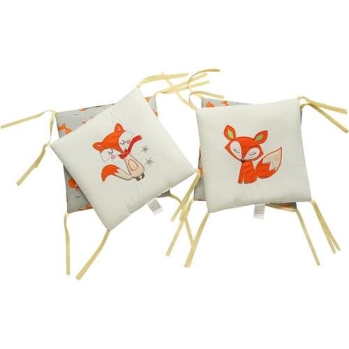 6 PCS Per Set 30*30cm Cotton Crib Bedding Bed Bumper Fence Fox Pattern Baby Bed Bumper For Newborns Baby Room Decoration