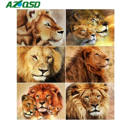 AZQSD Diamond Embroidery Mosaic Lion Full Square Drill Picture Of Rhinestones Handmade Gift Diamond Painting Animal Home Decor