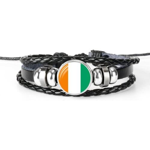 BENIN BURKINA FASO CAPE VERDE SENEGAL SOMALIA TOGO West Africa National Flag Bracelet for Men Glass Cabochon Leather Bracelet