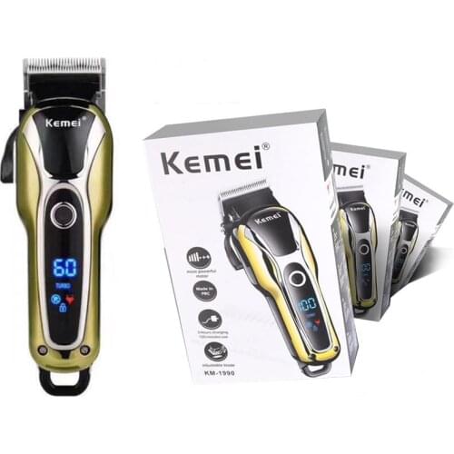 KEMEI KM-1990 Professional LCD Display Fast Rapid Charge Electric Hair Trimmer Cordless Rechargeable Hair Cutter Clipper Machine