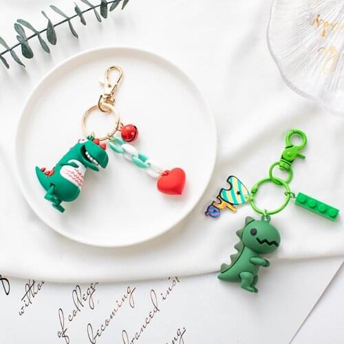 Cute Cartoon Animation Simulation Small Dinosaur Car Keychain Female Handbag Bag Mobile Phone Belt Small Pendant Pendant Doll