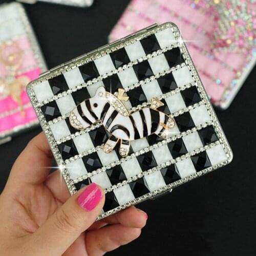 Holds 20 Cigarettes,Personality Cigarette Case,Fashion Cover Elastic Portable Women Cigarette Box Sleeve,Bling Crystal Zebra