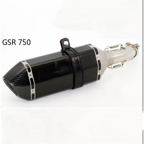Motorcycle Black Lage Exhaust Modified Exhaust Pipre Full Carbon Fiber Large Hexagon GSR 750 Middle Section Set Muffler