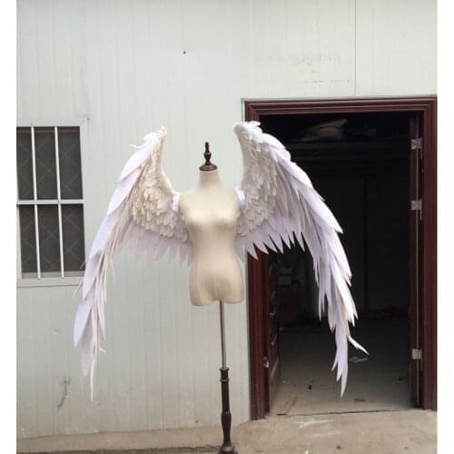Costumed beautiful white cartoon feather angel wings for Fashion show Displays wedding shooting props Cosplay game costume