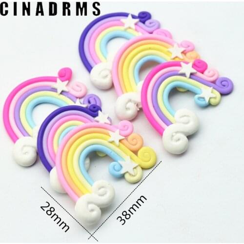 12PCS Evenly MIXED 28mmX38mm Tiny Baked Rainbow Star Clouds Polymer Clay DIY Embellishment Scrapbooking Crafts