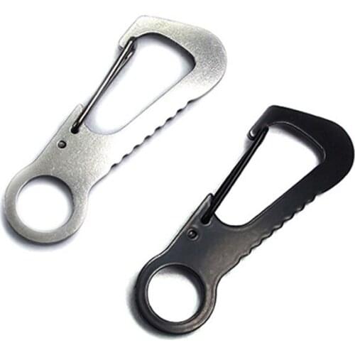EDC Creative outdoor stainless steel carabiner key chain quick release hook waist weight D type bottle opener Tools
